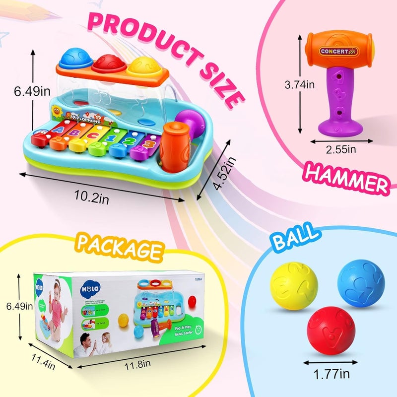KITMEER Baby Toys 12-18 Months Hammer Pounding Xylophone Kids Gifts for 1 2 3+ Year Old Boys Girls, Early Educational with Music Balls, Christmas Birthday Toys for 6 to 12 Months - Image 4