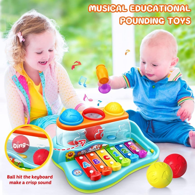 KITMEER Baby Toys 12-18 Months Hammer Pounding Xylophone Kids Gifts for 1 2 3+ Year Old Boys Girls, Early Educational with Music Balls, Christmas Birthday Toys for 6 to 12 Months - Image 2