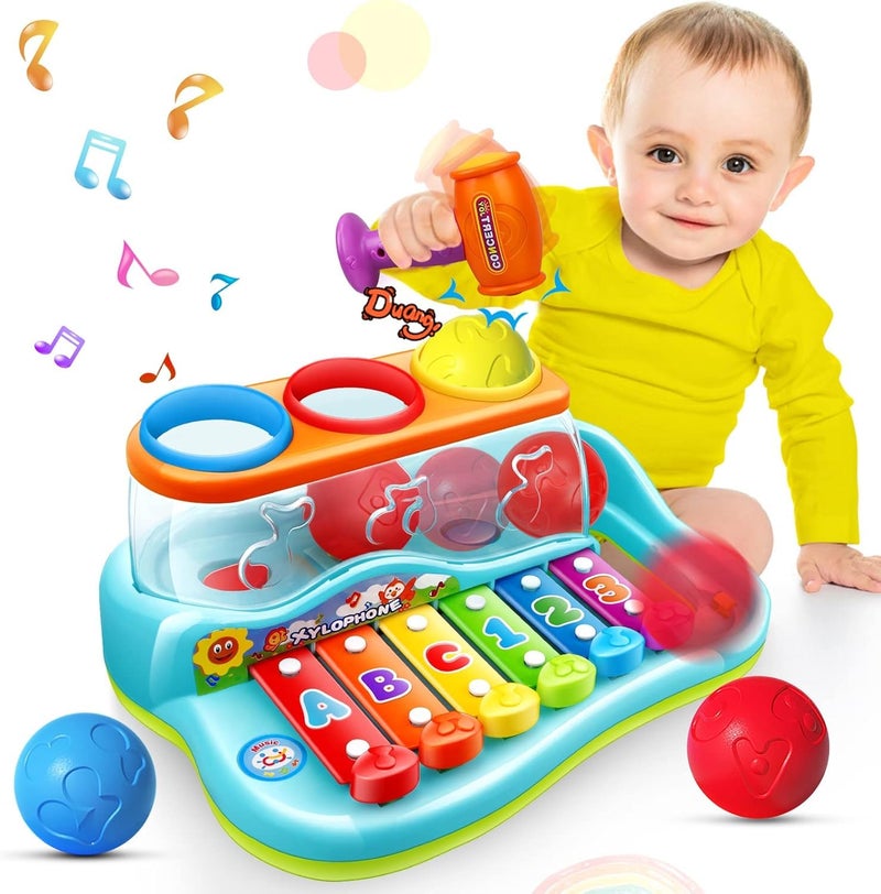 KITMEER Baby Toys 12-18 Months Hammer Pounding Xylophone Kids Gifts for 1 2 3+ Year Old Boys Girls, Early Educational with Music Balls, Christmas Birthday Toys for 6 to 12 Months - Image 1
