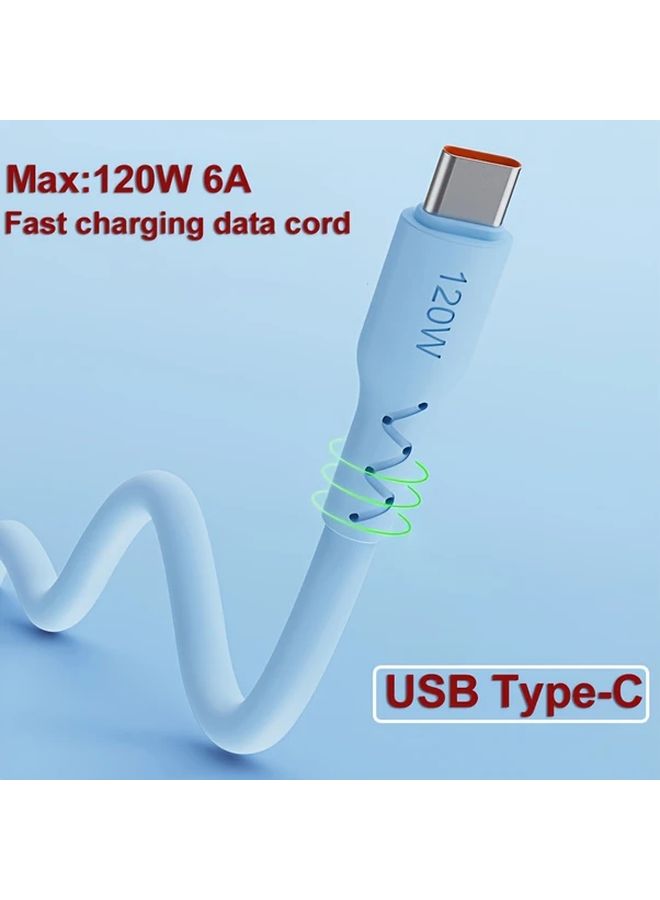 كابل شحن سريع أخضر USB C بقوة 120 واط 6 أمبير بطول 1 متر (3.28 قدم) قطعتان من سبيكة الزنك وسيليكون سائل - Image 5