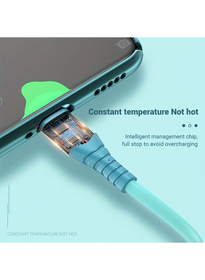 كابل شحن سريع أخضر USB C بقوة 120 واط 6 أمبير بطول 1 متر (3.28 قدم) قطعتان من سبيكة الزنك وسيليكون سائل - Image 4