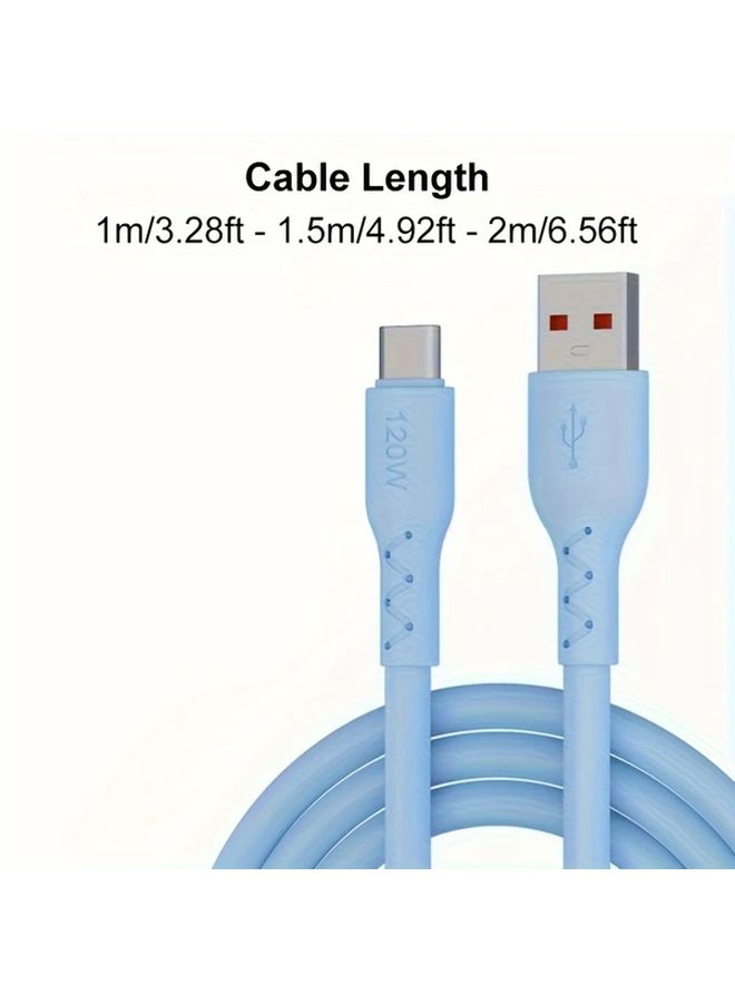 كابل شحن سريع أخضر USB C بقوة 120 واط 6 أمبير بطول 1 متر (3.28 قدم) قطعتان من سبيكة الزنك وسيليكون سائل - Image 2