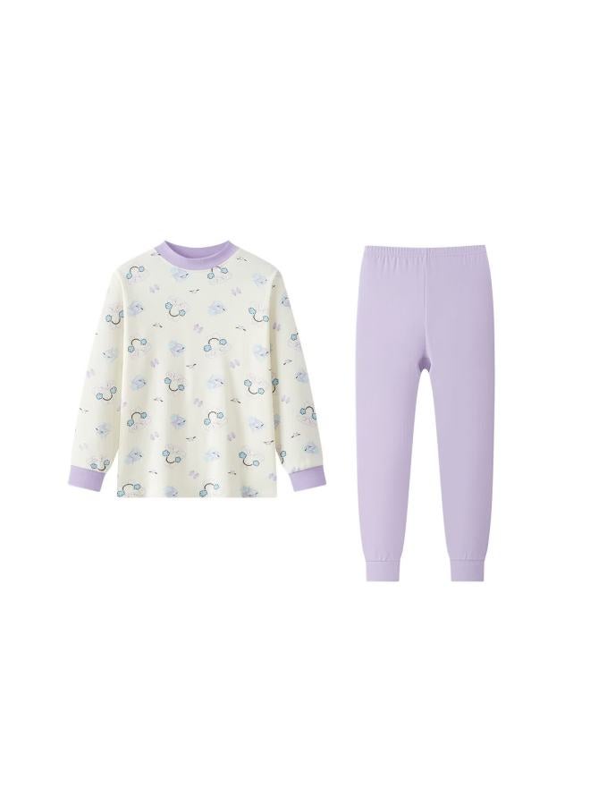 Deesha 7a Antibacterial Thermal Lock Half Turtleneck Girls' 40s Fine Spun Cotton Underwear Set For Older Children Autumn Top And Bottom Set