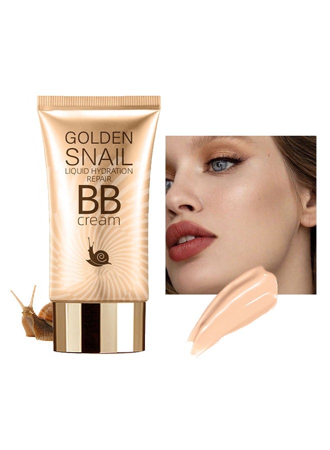 EELHOE Golden Snail Liquid Hydration Repair BB Cream-Natural Snail BB Cream 50ml, Full Coverage BB Cream  Long Lasting Waterproof Oil Control Concealer Foundation Cream Natural Foundation Makeup for Women#02 - Image 1