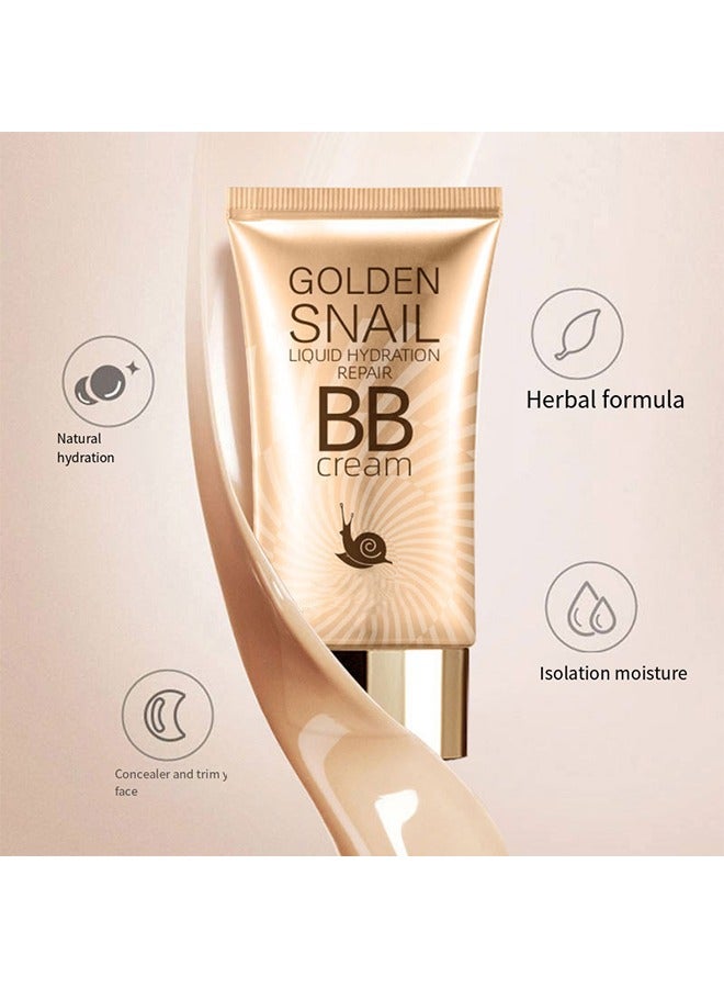 EELHOE Golden Snail Liquid Hydration Repair BB Cream-Natural Snail BB Cream 50ml, Full Coverage BB Cream  Long Lasting Waterproof Oil Control Concealer Foundation Cream Natural Foundation Makeup for Women#02 - Image 3