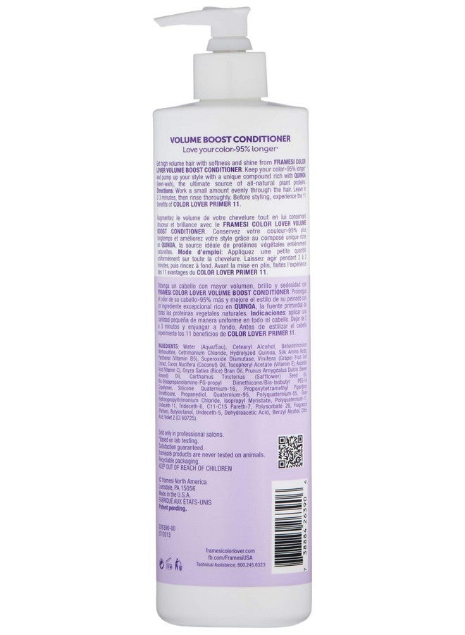 framesi Color Lover Volume Boost Conditioner 16.9 Fl Oz Sulfate Free Volumizing Conditioner With Quinoa And Coconut Oil Color Treated Hair - Image 3