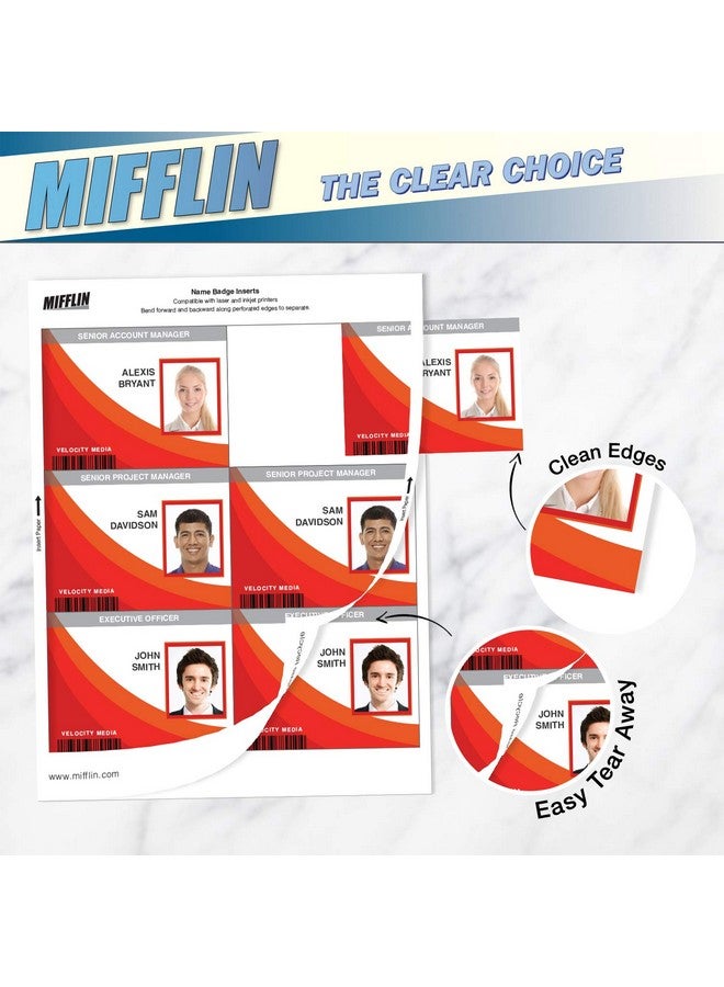 Mifflin-USA Name Badge Inserts, 3"x4" or 4"x3" Badge Inserts (300 Cardstock Refills, 50 Sheets), Compatible with Inkjet, Laser Printer, and Printable Badge Inserts - Image 2