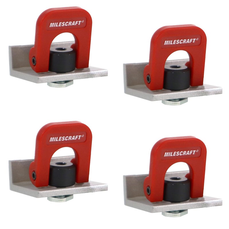 Milescraft 4031 Cam Stops 4 Pack Quick Adjust T-Track Stops. Anodized, 1-9/16" Long with Cam Lever. Low Profile for Boards 3/4" or Thicker. - Image 1