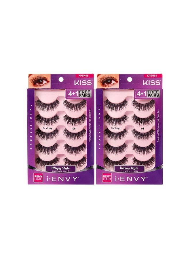 KISS iENVY by KISS So Wispy Eyelashes 5 Pair Multi Pack (KPEM65) (2 PACK) Natural Wispy Style Made with Natural Hair… - Image 1