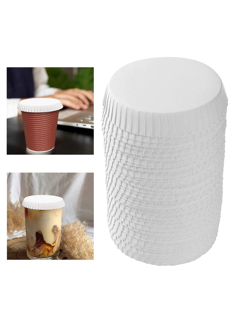 Generic - 100pcs Disposable Paper Cup Covers, Coffee Tea Cup Covers Recycled Paper Drinking Cup Lids Covers Perfect for Travel Hotel Coffee Bar Parties Wedding Home Kitchen (9 X 9CM) - Image 1