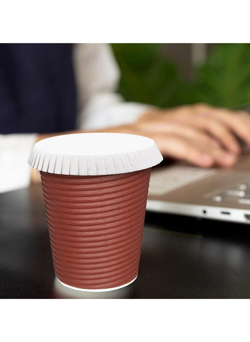 Generic - 100pcs Disposable Paper Cup Covers, Coffee Tea Cup Covers Recycled Paper Drinking Cup Lids Covers Perfect for Travel Hotel Coffee Bar Parties Wedding Home Kitchen (9 X 9CM) - Image 1