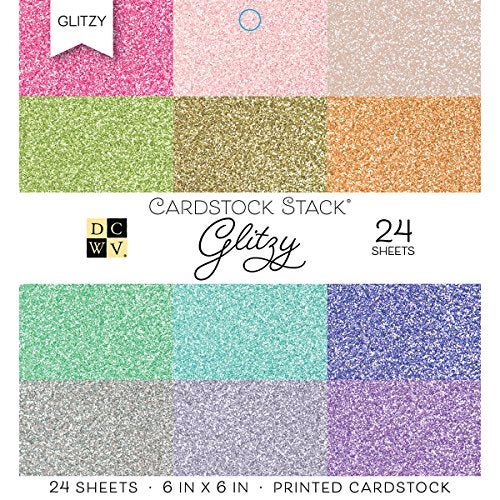 DCWV Glitter Cardstock Paper 6x6 inches - Sparkly Craft Paper for Card Making, Scrapbooks, Art Projects - 24 Single Sided Sheets, 12 Glitzy Colors - Image 4