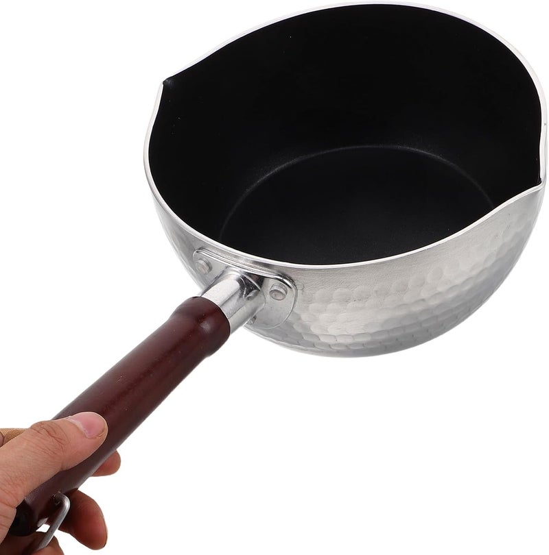 Wooden Handle Japanese Nonstick Saucepan 18cm Multi-function Milk Boiling Pot with Pour Spout for Cooking Noodles Soups and Porridge - Image 4