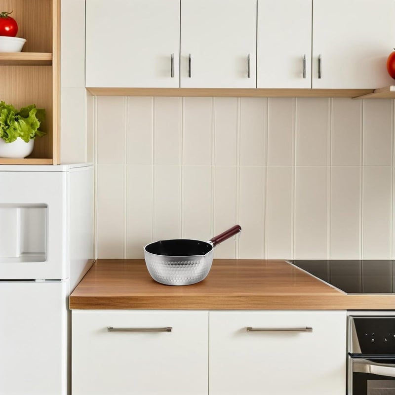 Wooden Handle Japanese Nonstick Saucepan 18cm Multi-function Milk Boiling Pot with Pour Spout for Cooking Noodles Soups and Porridge - Image 5