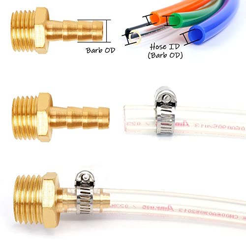 Uenede 3PCS Brass Hose Barb Fittings 3/4" NPT Male to 1/2" Barb Adapter Connector Include 3 Stainless Steel Clamps for Water/Oil/Gas - Image 3