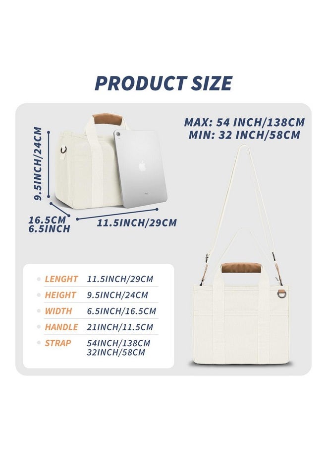 Buringer - Homespon Canvas Everything Tote Bag For Woman With Compartments For Work Travel Or Shopping (Beige) - Image 1