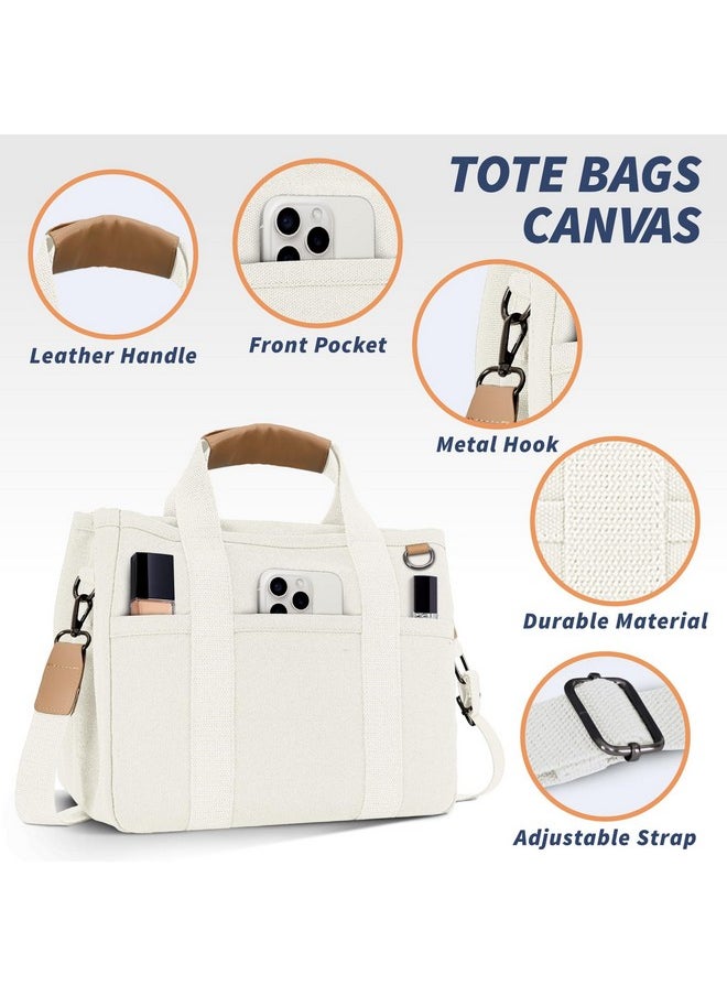 Buringer - Homespon Canvas Everything Tote Bag For Woman With Compartments For Work Travel Or Shopping (Beige) - Image 1