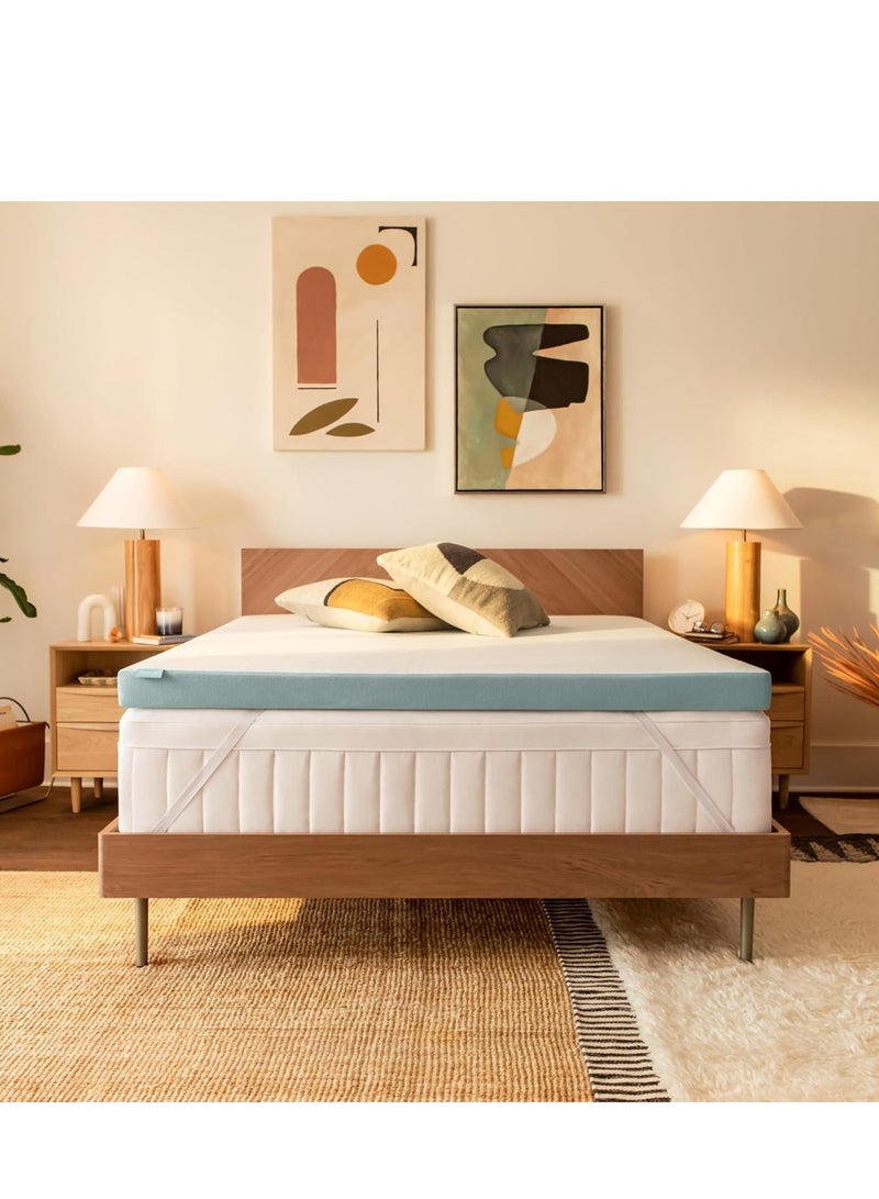 تيمبور-بيديك غطاء مرتبة Tempur-Pedic Tempur-Adapt + Cooling مقاس 3 بوصات كينج، إسفنج فاخر فاخر، غطاء قابل للغسل، لون أبيض - Image 1