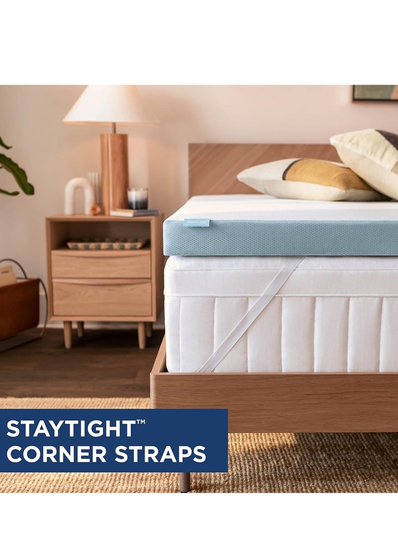تيمبور-بيديك غطاء مرتبة Tempur-Pedic Tempur-Adapt + Cooling مقاس 3 بوصات كينج، إسفنج فاخر فاخر، غطاء قابل للغسل، لون أبيض - Image 3