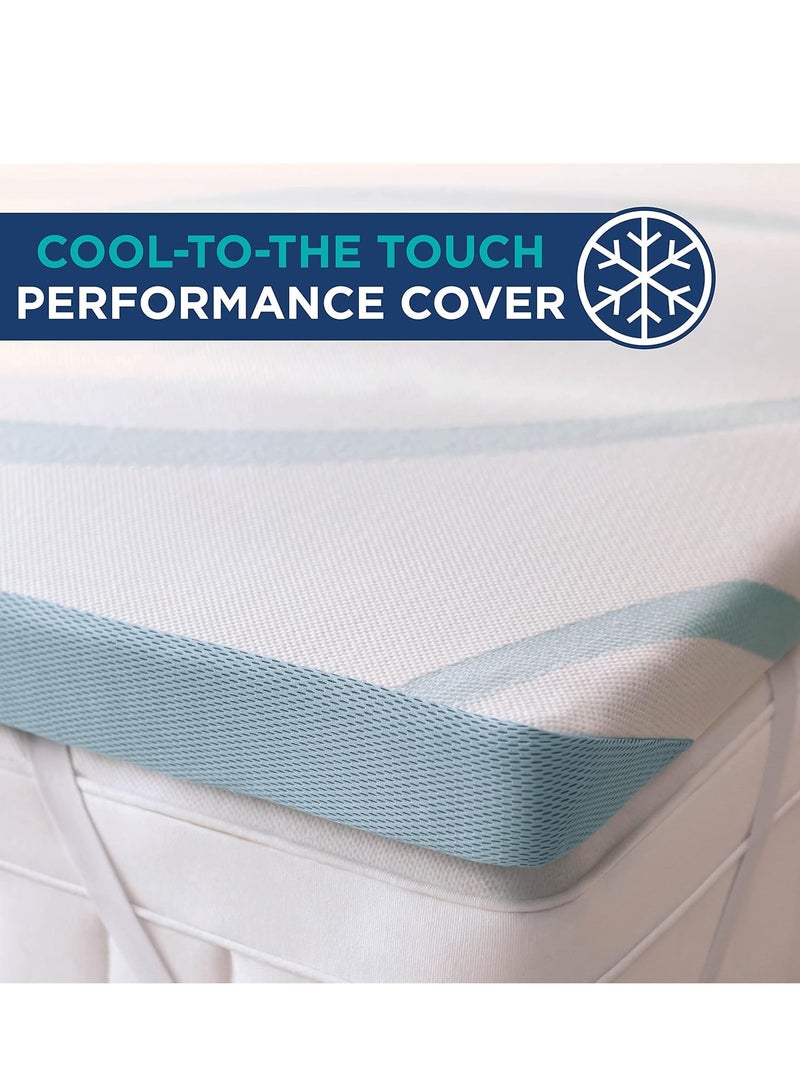 تيمبور-بيديك غطاء مرتبة Tempur-Pedic Tempur-Adapt + Cooling مقاس 3 بوصات كينج، إسفنج فاخر فاخر، غطاء قابل للغسل، لون أبيض - Image 4