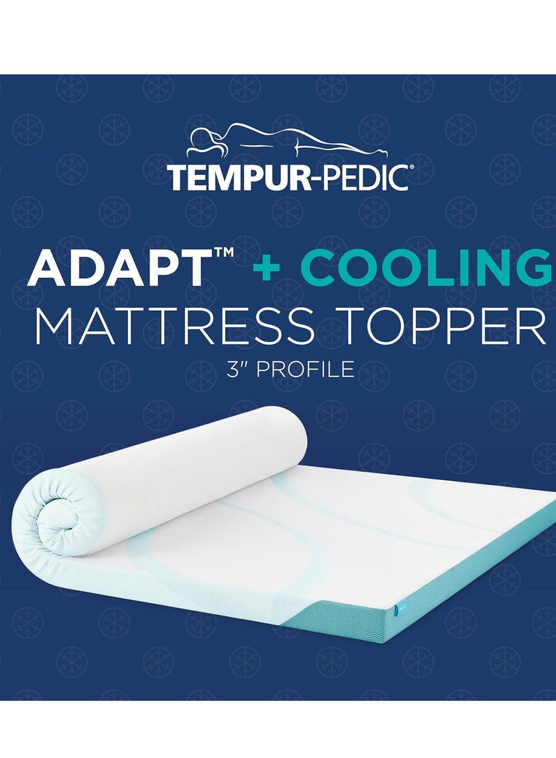 تيمبور-بيديك غطاء مرتبة Tempur-Pedic Tempur-Adapt + Cooling مقاس 3 بوصات كينج، إسفنج فاخر فاخر، غطاء قابل للغسل، لون أبيض - Image 5