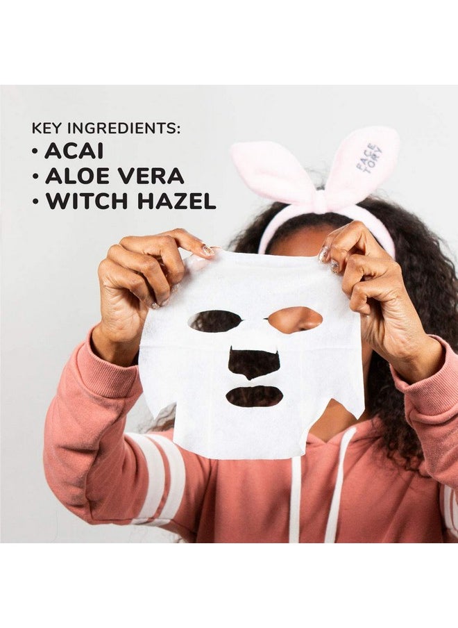 FACETORY Everyday Acai Rejuvenating Sheet Mask With No Harsh Chemicals Soft Formfitting Face Mask For All Skin Types Rejuvenating Calming And Balancing Mask (Pack Of 5)  - Image 2