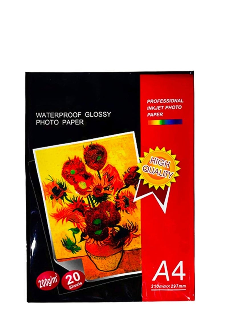 MARKQ A4 Glossy Photo Paper Waterproof 20 Sheets for High Quality Printing  - Image 1
