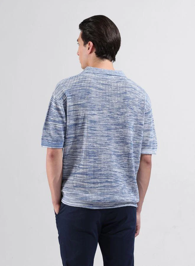 شركة المرآب الهندية Men Oversized Fit Textured Polo Neck Half Sleeves T-Shirt