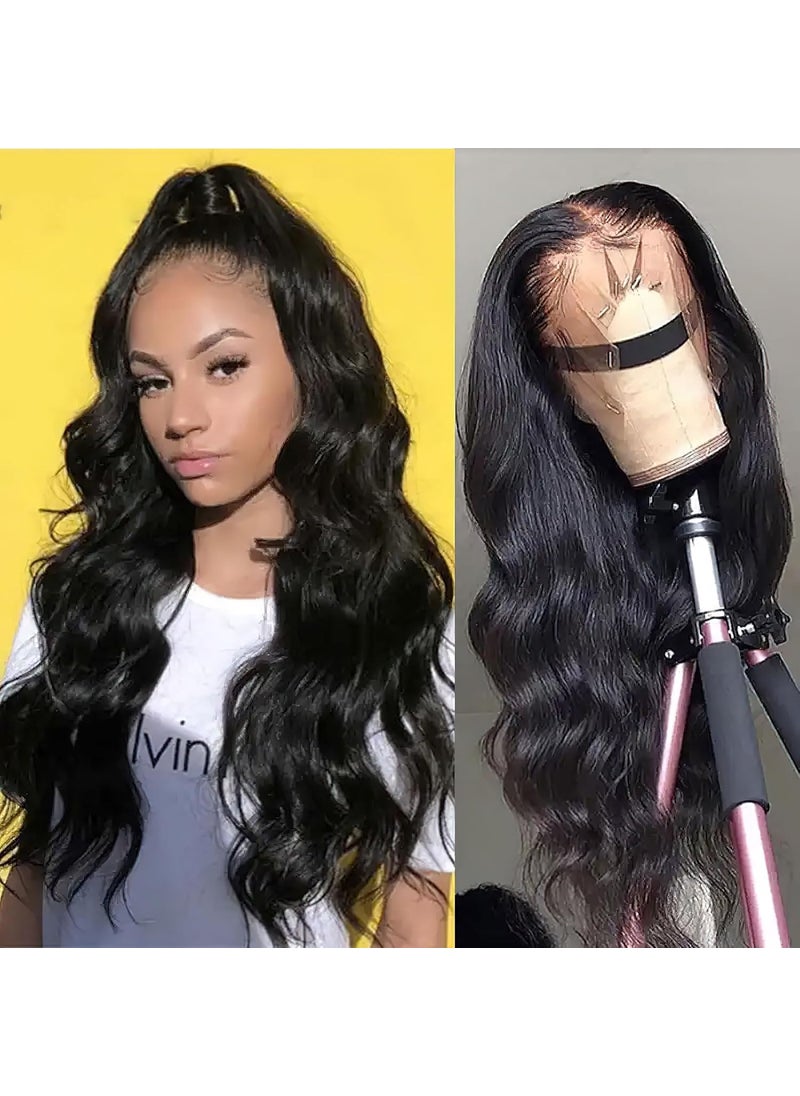 AUOCATTAIL - AUOCATTAIL Body Wave Frontal Wigs Lace Front Wigs Human Hair Wet and Wavy Lace Front Wigs 180 Density Pre Plucked HD Transparent Lace Wigs Natural Color 30 Inch - Image 1