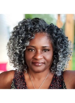 LOSMOEER Ocean Wave Crochet Hair 8 Inch 8 Packs Deep Wave Crochet Hair For Women Short Curly Crochet Braids Pre Looped Beach Curl Hair Extensions (T1Bgray)  - Image 1