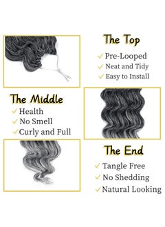 LOSMOEER Ocean Wave Crochet Hair 8 Inch 8 Packs Deep Wave Crochet Hair For Women Short Curly Crochet Braids Pre Looped Beach Curl Hair Extensions (T1Bgray)  - Image 3