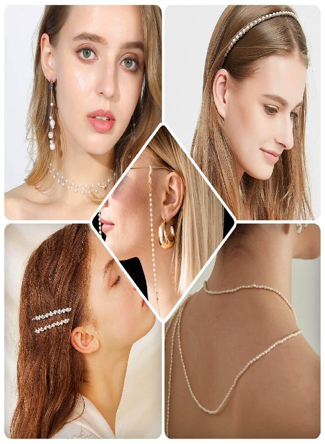 anezus Pearl Beads for Craft, 2000pcs Ivory Faux Fake Pearls, 4 MM Small Sew on Pearl Beads with Holes for Jewelry Making, Bracelets, Necklaces, Hairs, Crafts, Decoration and Vase Filler - Image 1