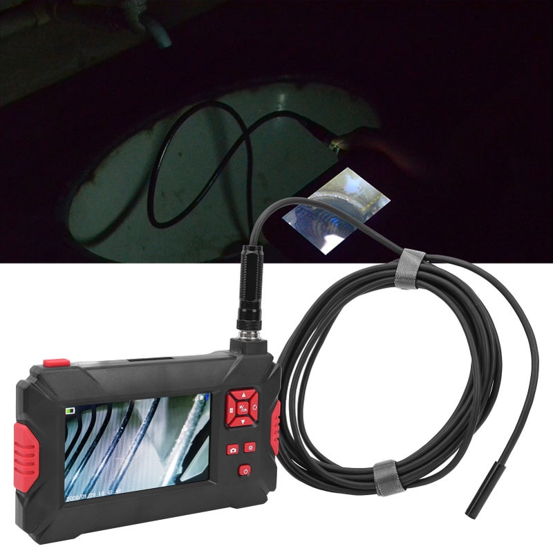 8mm Dual Lens Industrial Endoscope with 4.3in 1080P LCD Display 9 Lights for Pipeline Inspection5 m / 16.4ft - Image 1