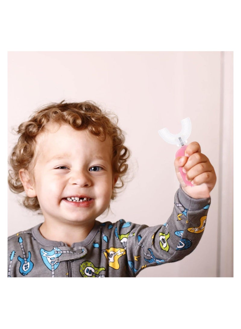 كابتن تيك فرشاة أسنان للأطفال على شكل حرف U، فرشاة أسنان يدوية لطيفة للتدريب، 360 درجة، تصميم لتنظيف الأسنان عن طريق الفم، رأس فرشاة من السيليكون الناعم بدرجة الطعام للأطفال من سن 2 إلى 6 سنوات - Image 2