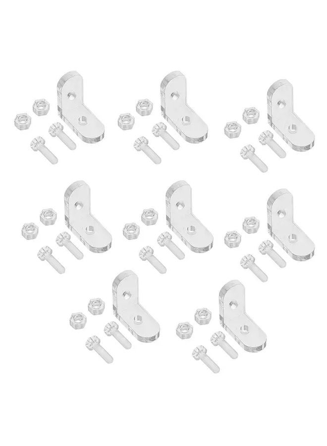 8pcs Transparent L Shaped Corner Brackets Wall Mounted Support Connectors - Image 1
