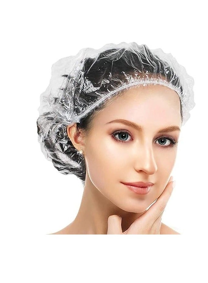 Shower Caps Multi-Purpose Thickening Elastic Bath Cap Plastic Waterproof Clear Shower Caps Bath Shower Hair Caps Women Salons, Hair Treatment, Beauty Parlors, Spa,Home Use (Transparent, Pack of 200) - Image 1