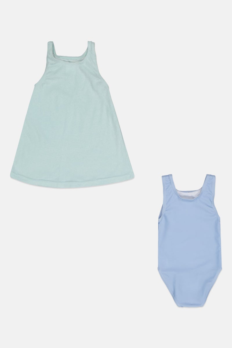 L&J Swim Club Toddlers Girl 2 Pieces Graphic Print Tank Top And One Piece Swimsuit, Multicolor - Image 2