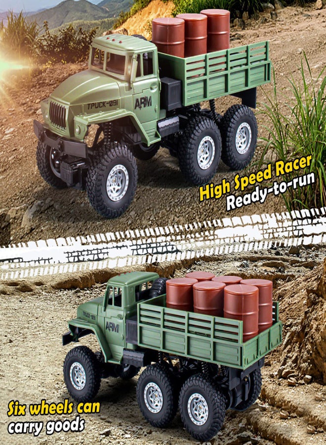 Remote Control Truck 1/16 Command Vehicle Off-Road Vehicle 6WD with LED Light for Kids Adults 2 Battery - Image 3