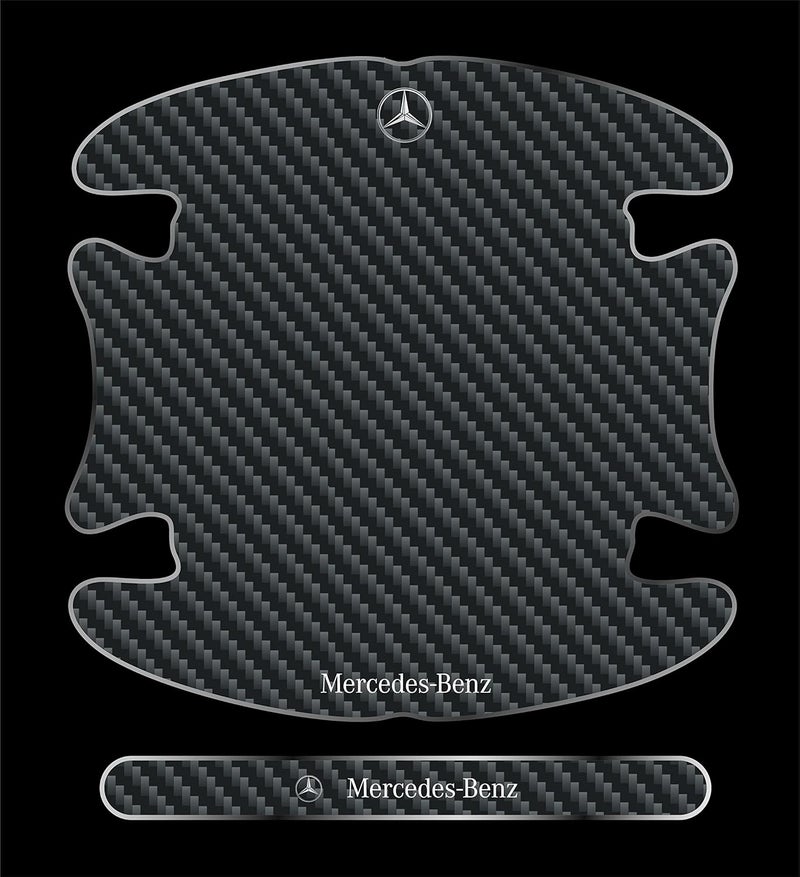 BIG FLAG 3D Gel Type Car Door Carbon Fiber Handle Cup and Handle Stripe Scratch Guard Sticker Universal for Specific Brand (Pack of 8) (3DDRSTCFSQVAR) (BENsZ) - Image 1