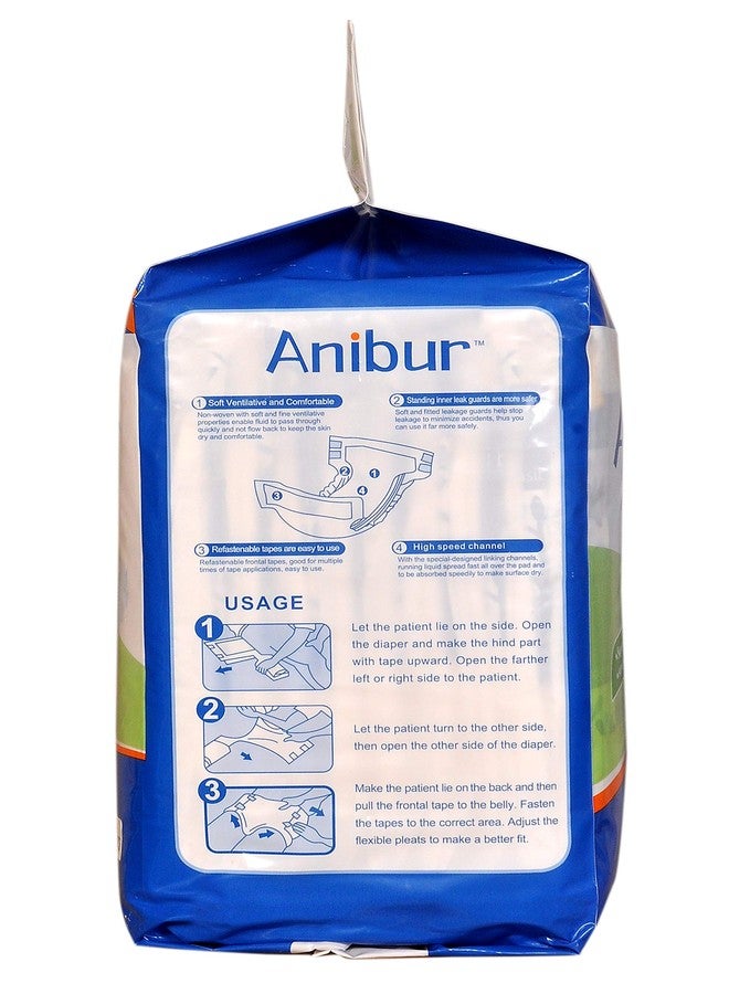ANIBUR Adult Diaper Large Tape Style | Unisex Overnight Incontinence Care | Side Tab Closure | 101-139cm|40-55" Waist | 10 Units | Economy Pack|Wetness Indicator - Image 3