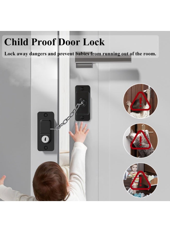 Bukela Child Proof Door Lock, Door Locks for Kids safety & Cat Door Latch, for Fridge Lock, Cabinet Locks, Window Locks and Baby Proofing, Strong non-marking Adhesive No Drilling (Black, 2 Pack) - Image 4