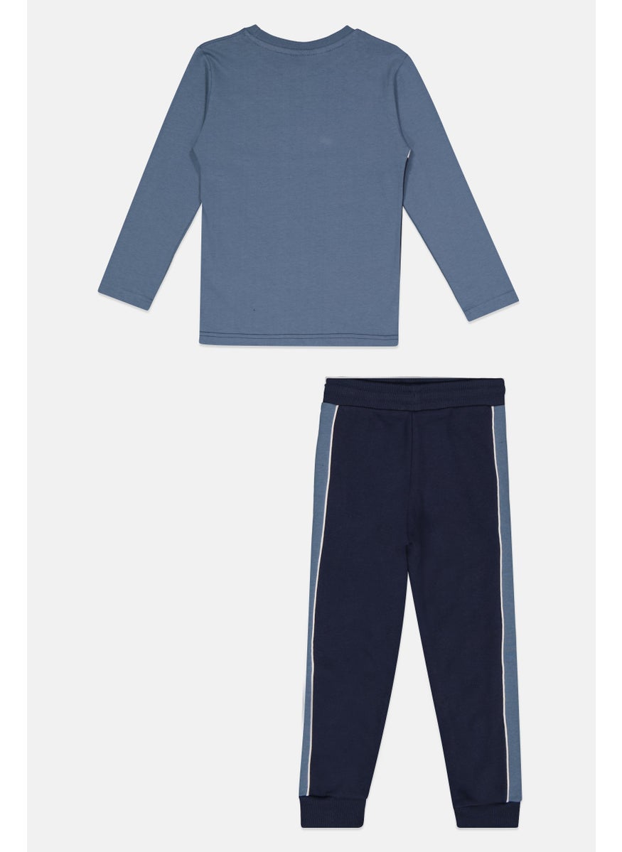 Ellesse Kids Boy 3 Pcs Sportswear Fit Top And Sweatpants Set, Navy  - Image 3
