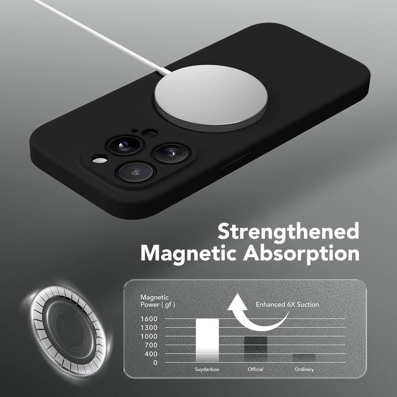 SUYDANBOX Magnetic for iPhone 13 Pro Max Case, Compatible with MagSafe, [Full Camera Protection][Screen Protector] Silicone Shockproof Protective Phone Case for iPhone 13 Pro Max 6.7", Black - Image 4