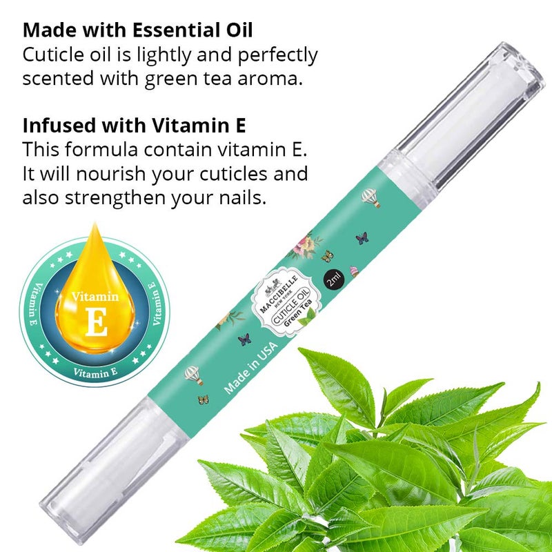 Maccibelle Pure Cuticle & Nail Oil Pen 2ml Heals Dry Cracked Cuticles (Green Tea) - Image 2