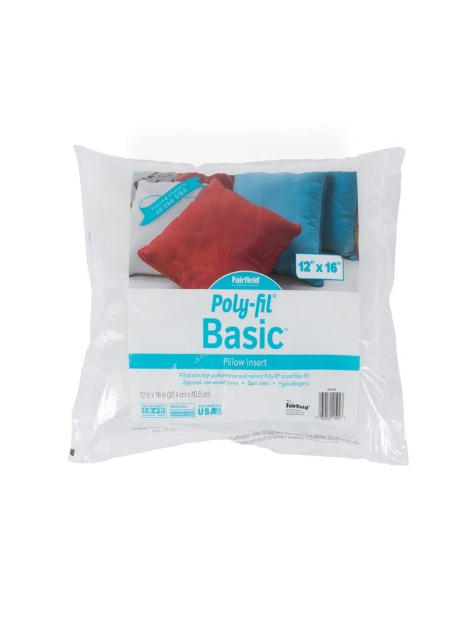 Fairfield Poly-Fil Basic Inserts Ideal, Travel Pillows, and Home Decor, Zippered, Non-Woven Cover, Spot Clean, Rectangle, 12" X 16", White - Image 1