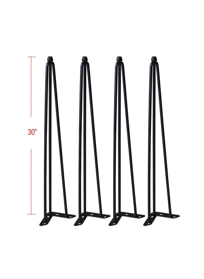 Home Soft Things Home Soft Things Hairpin Metal Table Legs 30 Inch Legs for Furniture Coffee Bench Dining End Industrial Table Desk Set of 4 with Screws Adjustable Cushion Black Floor Protectors, 30"  - Image 2