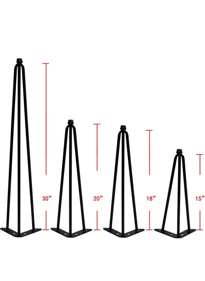 Home Soft Things Home Soft Things Hairpin Metal Table Legs 30 Inch Legs for Furniture Coffee Bench Dining End Industrial Table Desk Set of 4 with Screws Adjustable Cushion Black Floor Protectors, 30"  - Image 3