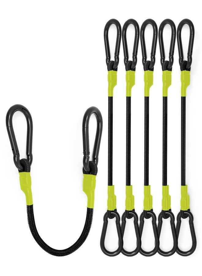 LuckyStraps 8 Pcs 24 Inch Heavy Duty Carabiner Bungee Cord Outdoor with 190 Lbs Max Break Strength, Black/Yellow Bungee Straps with Upgraded Carabiner Hooks for Luggage Rack, Cargo, Hand Carts, Bike, Camping, etc - Image 1