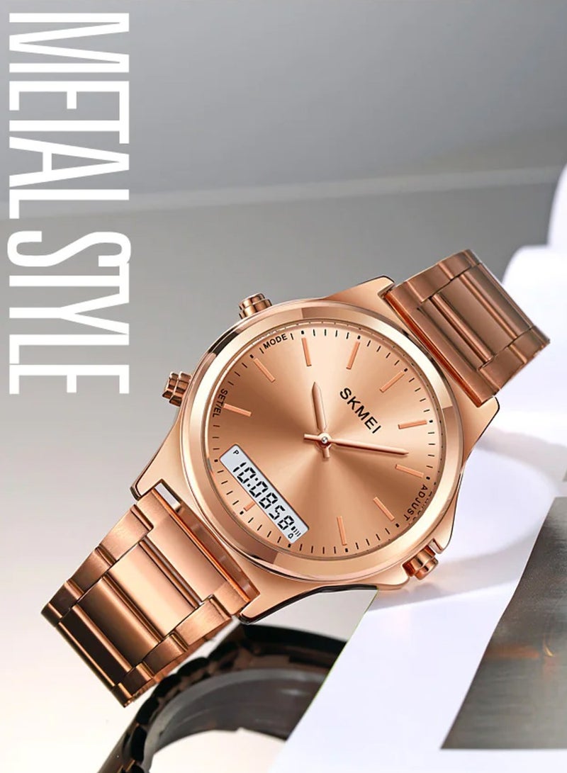 SKMEI Women’s Quartz Back Light Display Digital Chrono Sport Stainless Steel Watch - 2120 - Image 3
