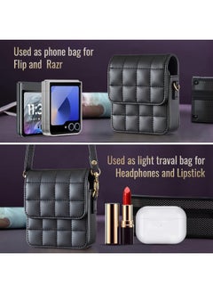 For Samsung ZFLIP 6 Phone Case For Huawei Nova Flip OPPO Moto Folding Machine Messenger Bag-Color:Black-Applicable Models:For Huawei Pocket S